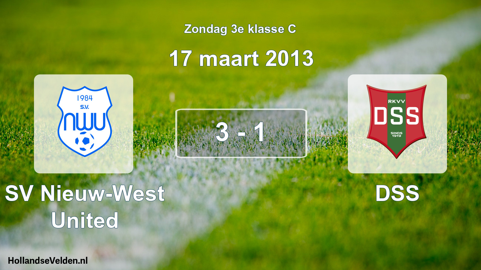 Total number of matches played: SV Nieuw-West United - DSS 3 - 1 (17 March 2013)