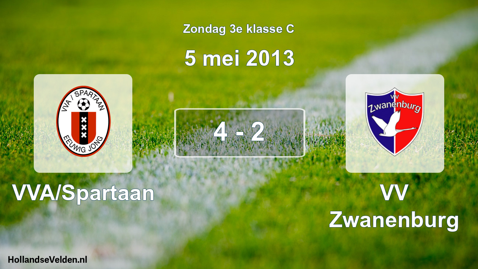 Total number of matches played: VVA/Spartaan - VV Zwanenburg 4 - 2 (5 May 2013)