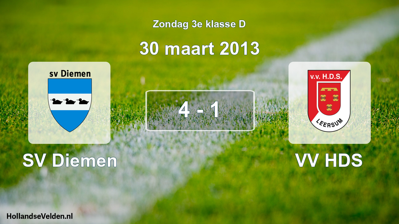 Total number of matches played: SV Diemen - VV HDS 4 - 1 (30 March 2013)