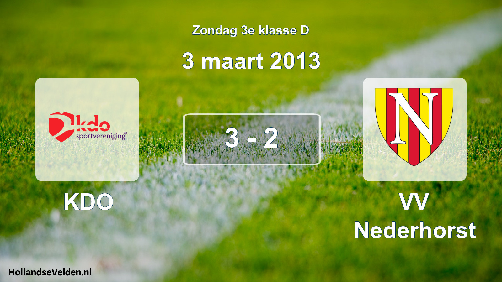 Total number of matches played: KDO - VV Nederhorst 3 - 2 (3 March 2013)