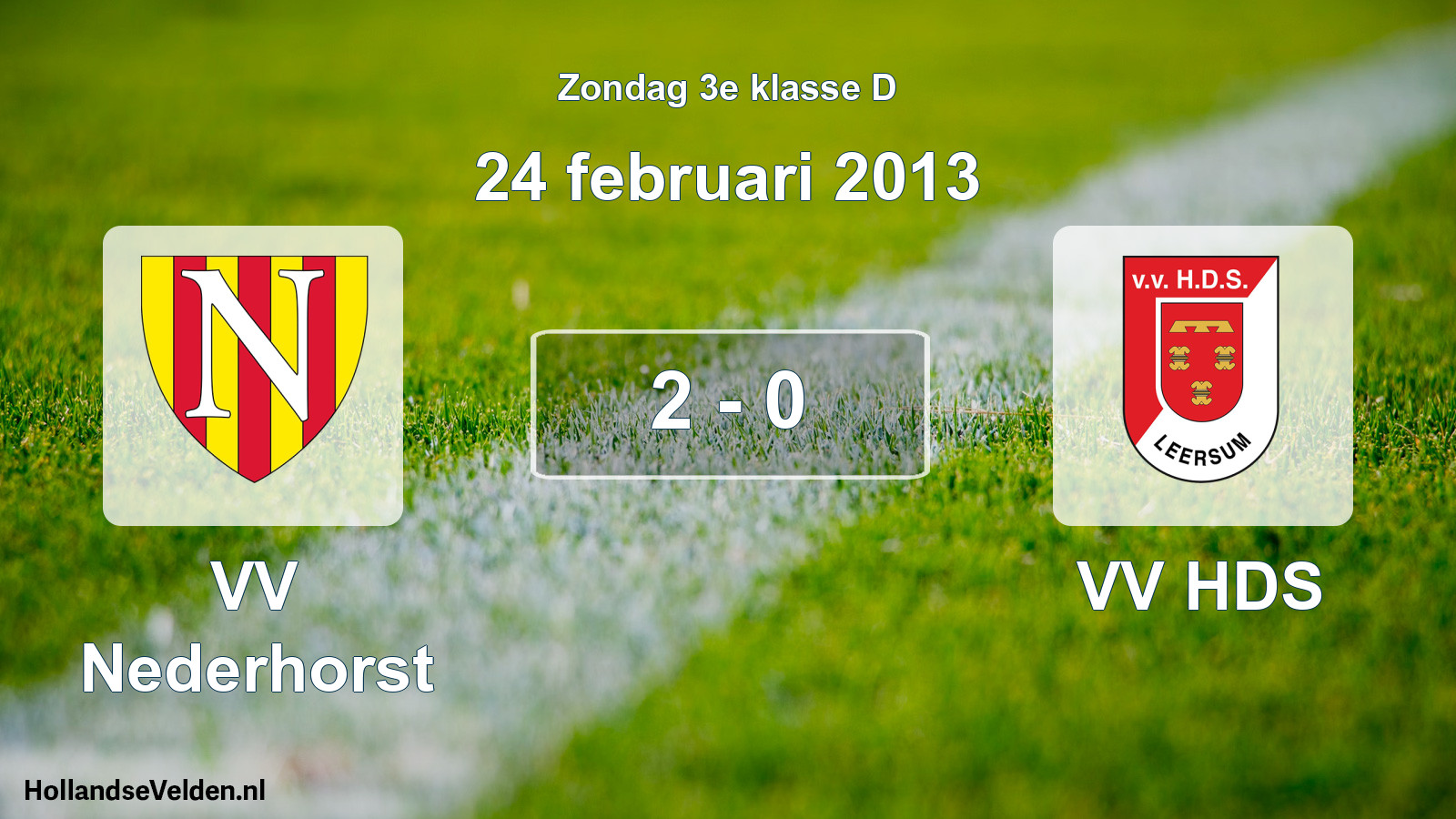 Total number of matches played: VV Nederhorst - VV HDS 2 - 0 (24 February 2013)