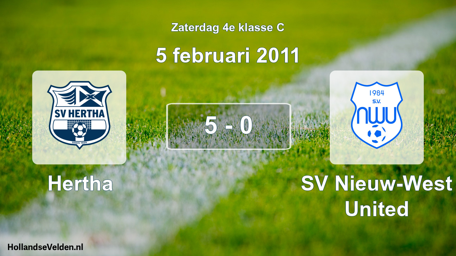 Total number of matches played: Hertha - SV Nieuw-West United 5 - 0 (5 February 2011)