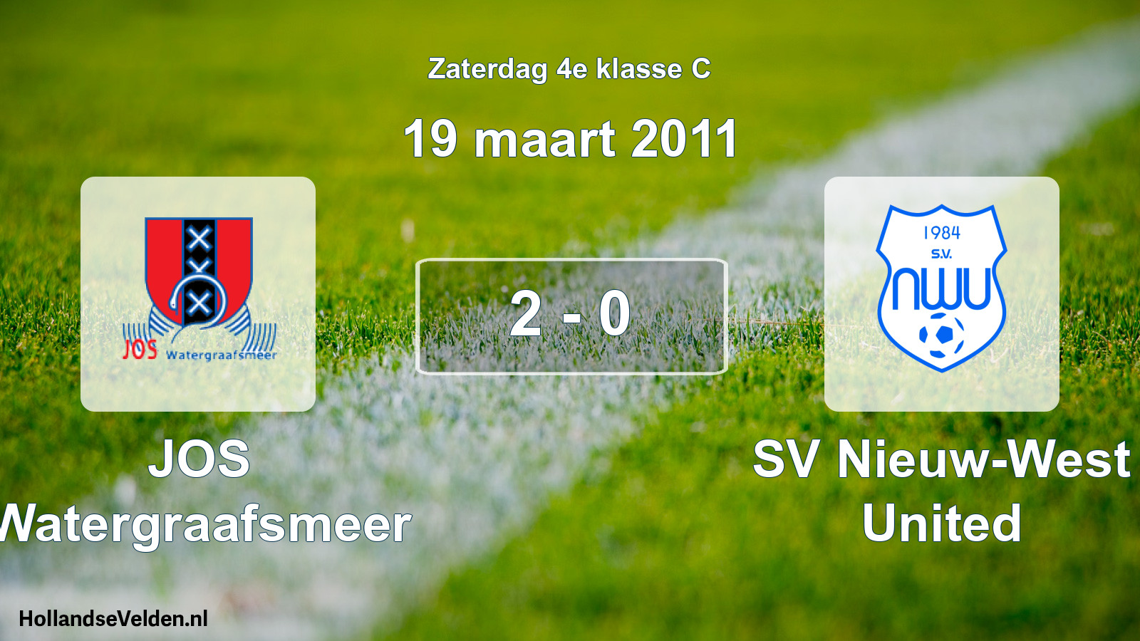 Total number of matches played: JOS Watergraafsmeer - SV Nieuw-West United 2 - 0 (19 March 2011)