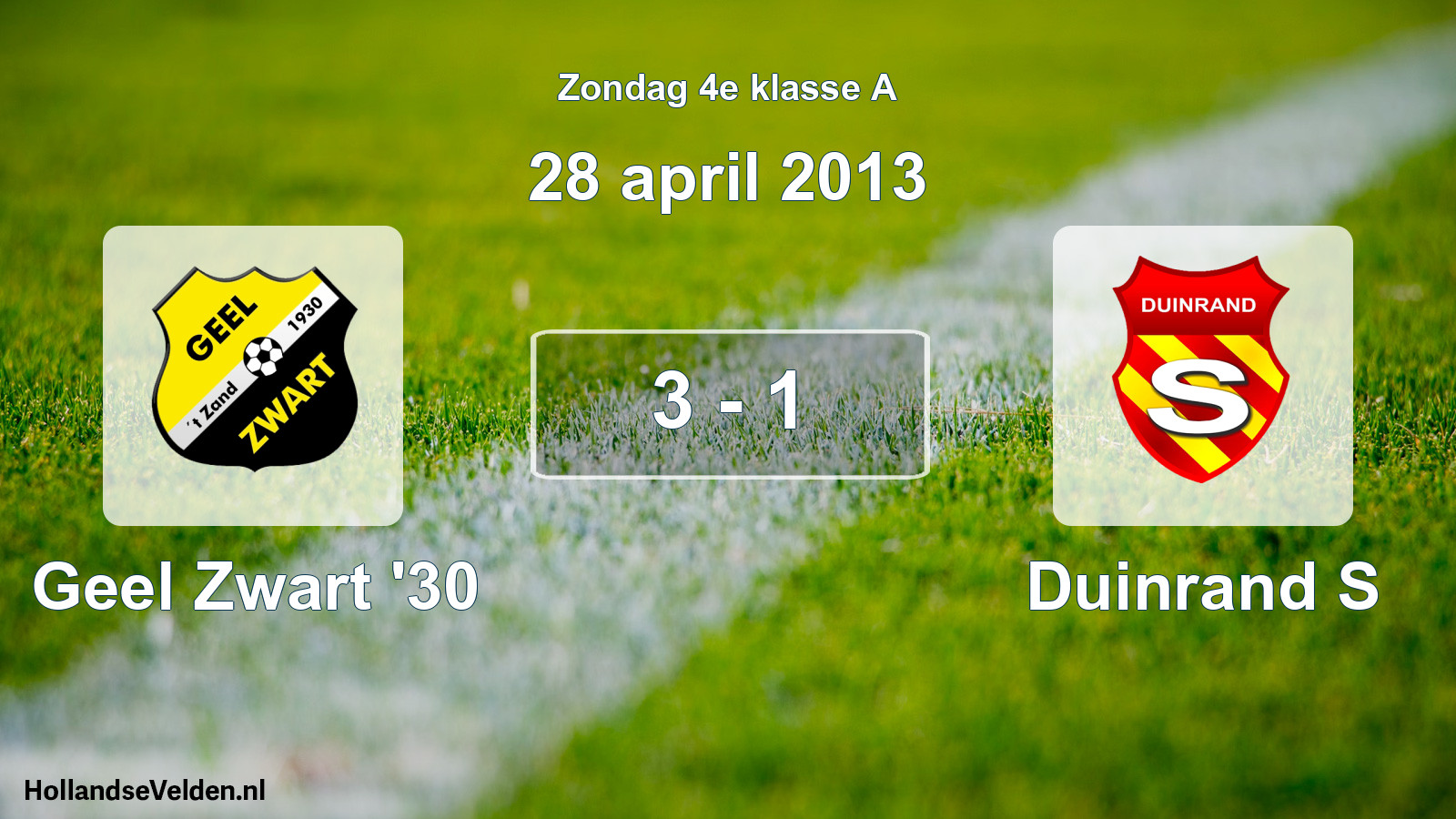 Total number of matches played: Geel Zwart '30 - Duinrand S 3 - 1 (28 April 2013)