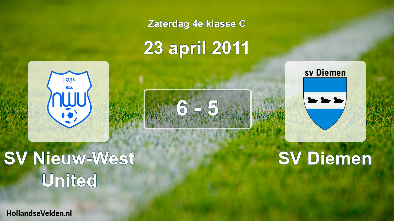Total number of matches played: SV Nieuw-West United - SV Diemen 6 - 5 (23 April 2011)