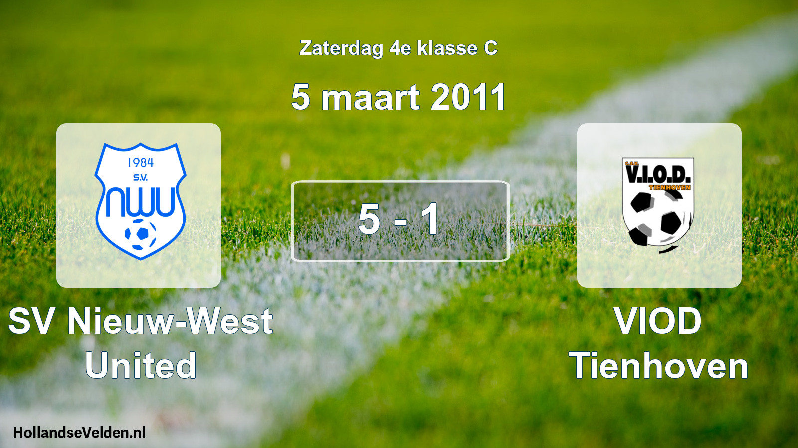 Total number of matches played: SV Nieuw-West United - VIOD Tienhoven 5 - 1 (5 March 2011)