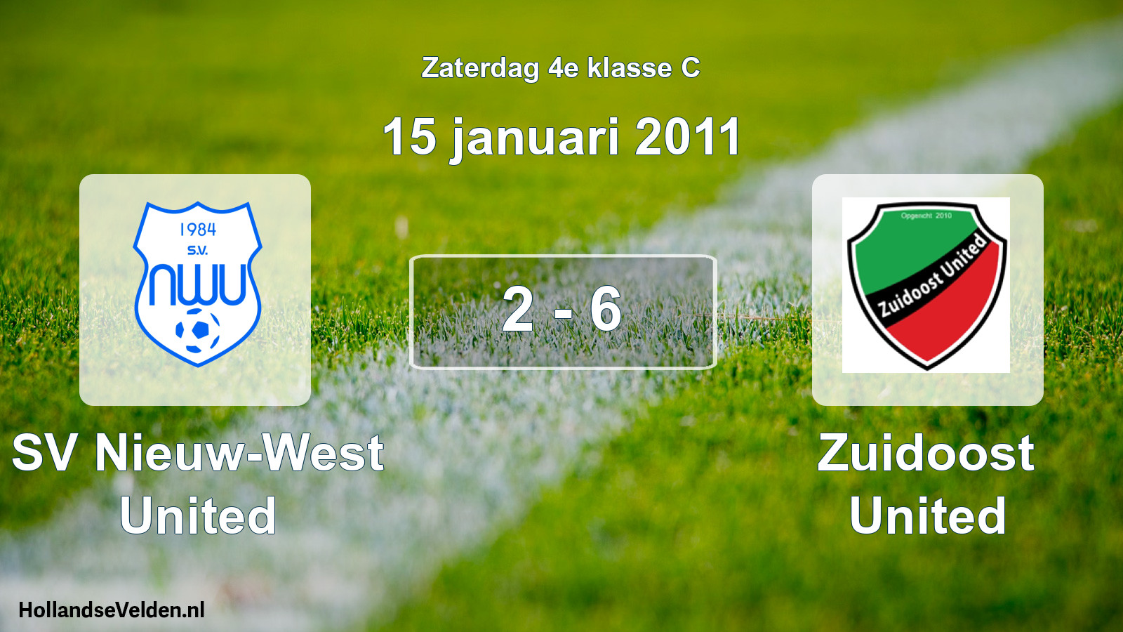 Total number of matches played: SV Nieuw-West United - Zuidoost United 2 - 6 (15 January 2011)