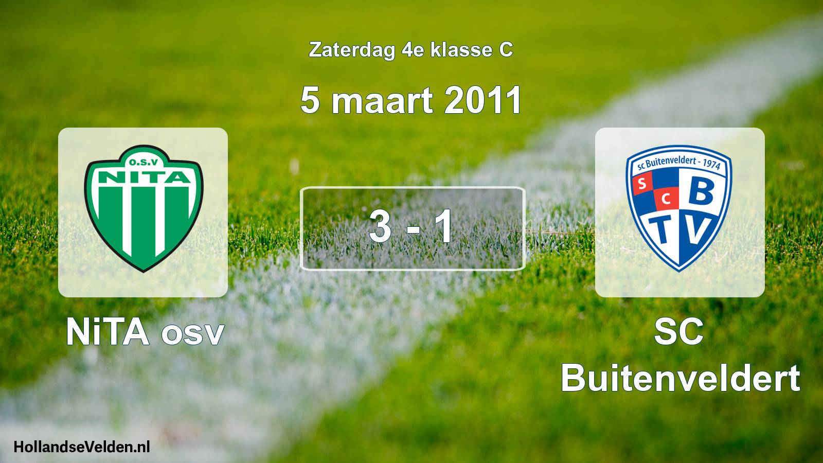 Total number of matches played: NiTA osv - SC Buitenveldert 3 - 1 (5 March 2011)