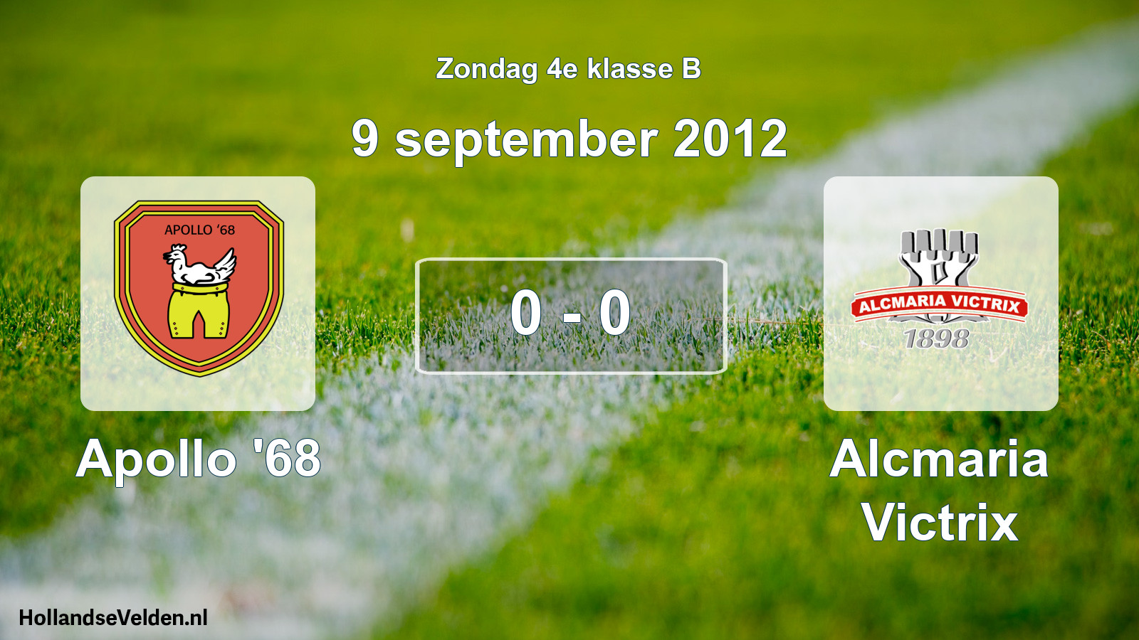 Total number of matches played: Apollo '68 - Alcmaria Victrix 0 - 0 (9 September 2012)