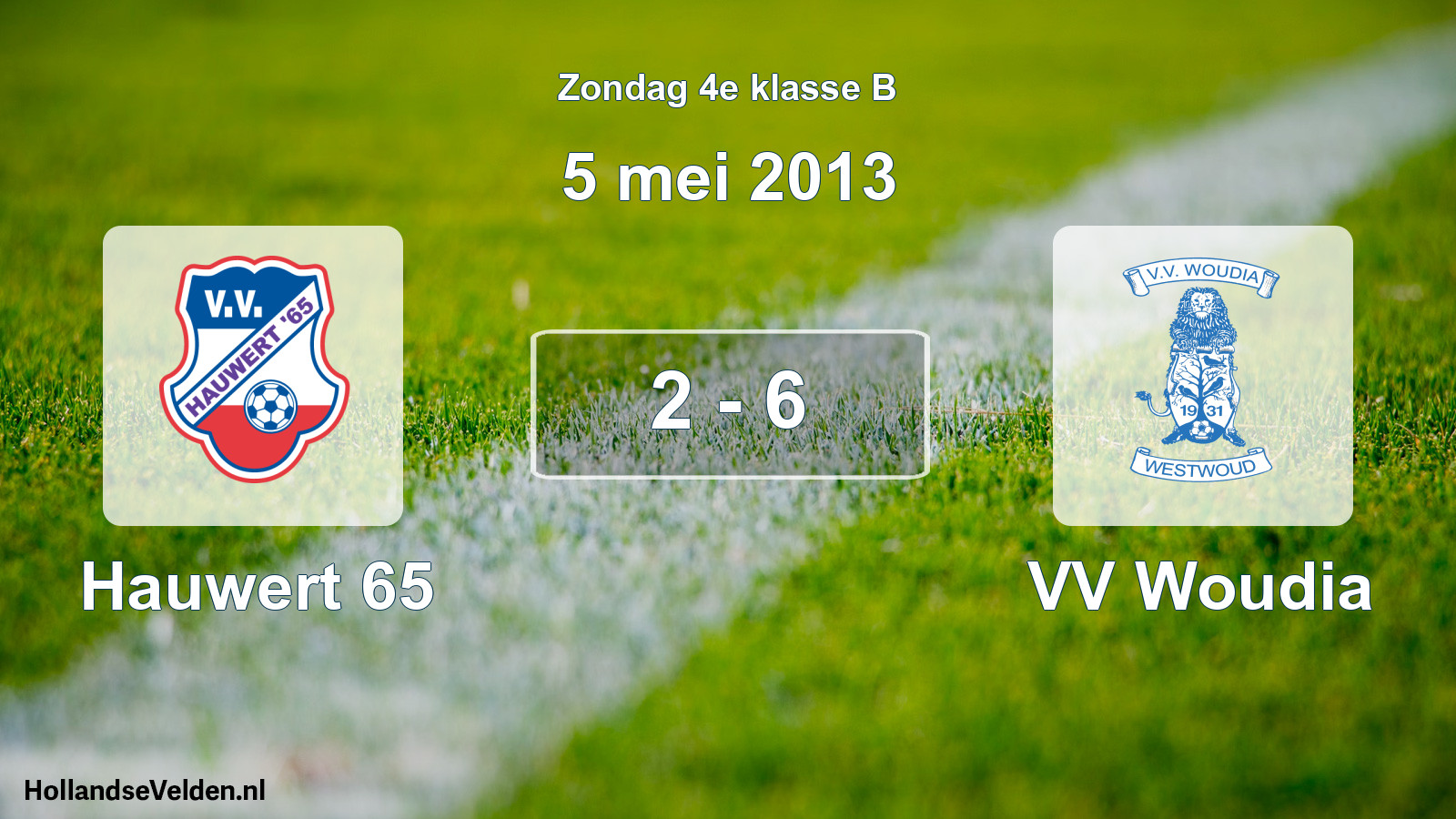 Total number of matches played: Hauwert 65 - VV Woudia 2 - 6 (5 May 2013)