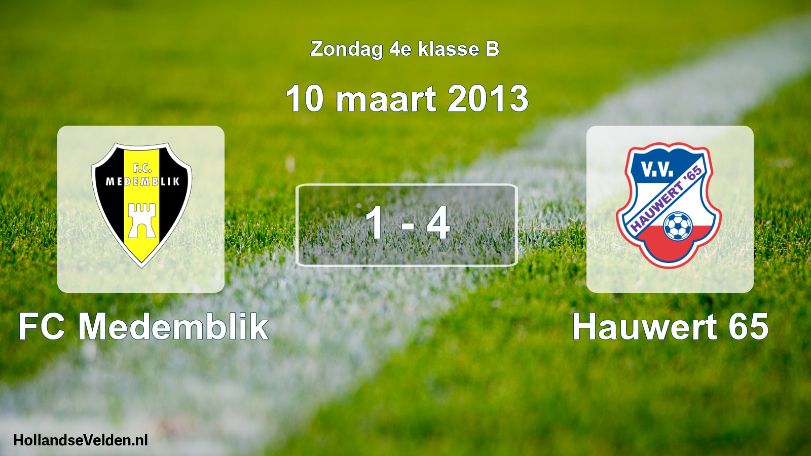 Total number of matches played: FC Medemblik - Hauwert 65 1 - 4 (10 March 2013)