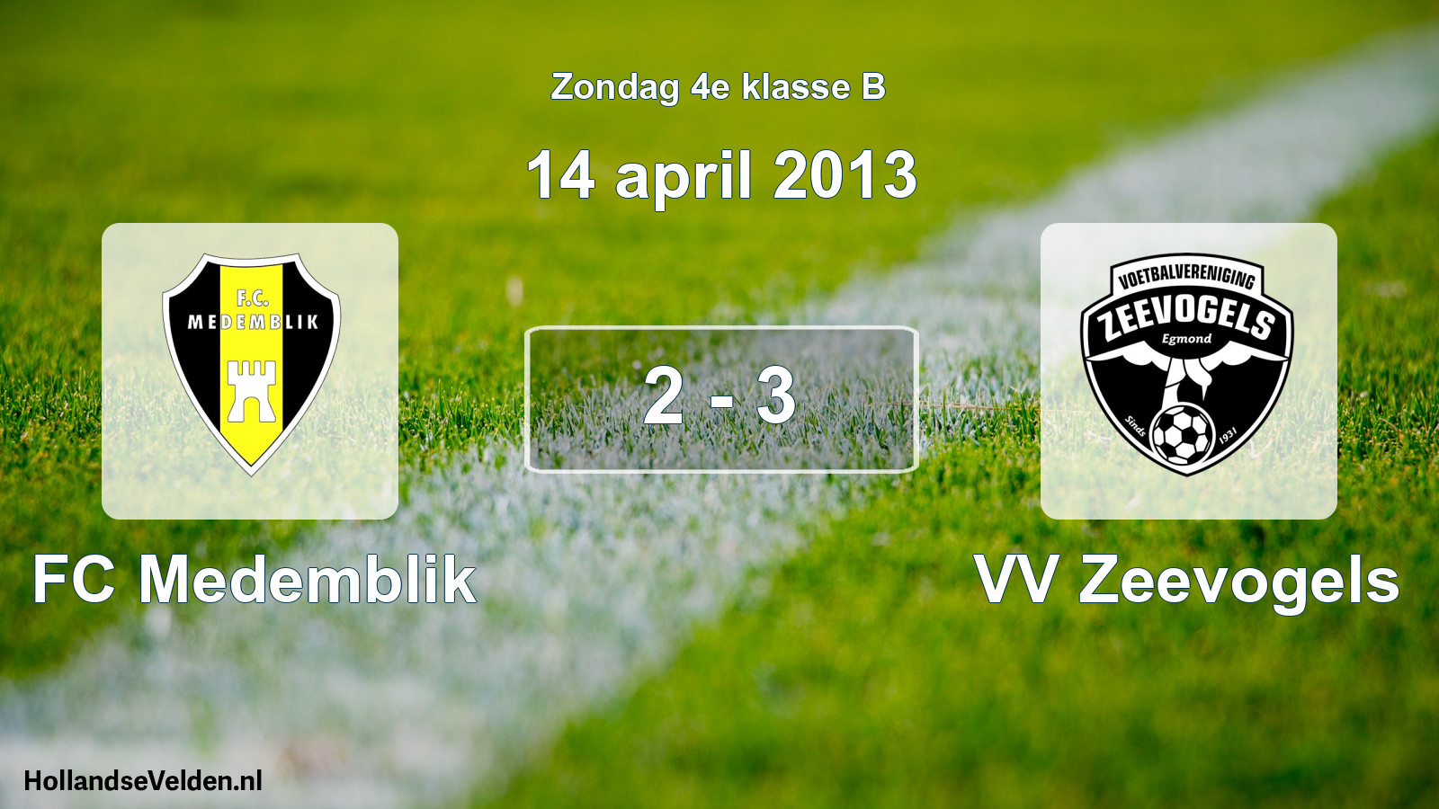 Total number of matches played: FC Medemblik - VV Zeevogels 2 - 3 (14 April 2013)