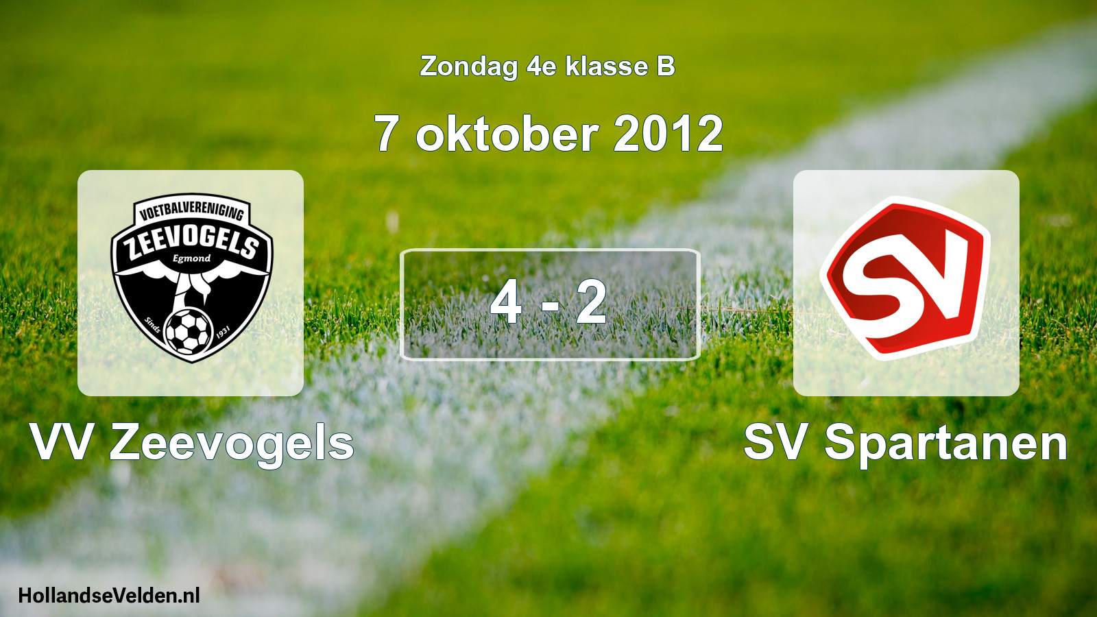 Total number of matches played: VV Zeevogels - SV Spartanen 4 - 2 (7 October 2012)