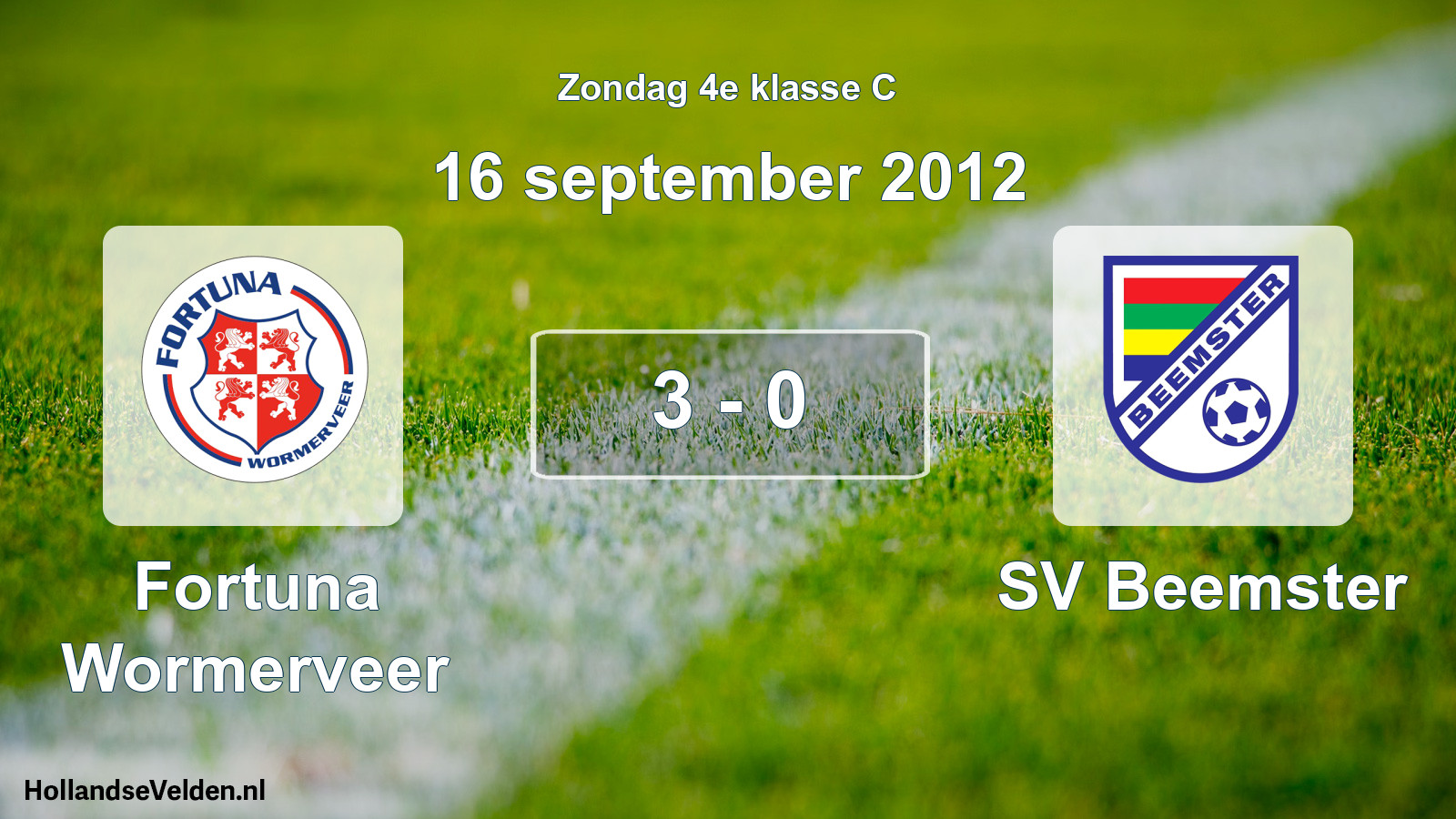Total number of matches played: Fortuna Wormerveer - SV Beemster 3 - 0 (16 September 2012)