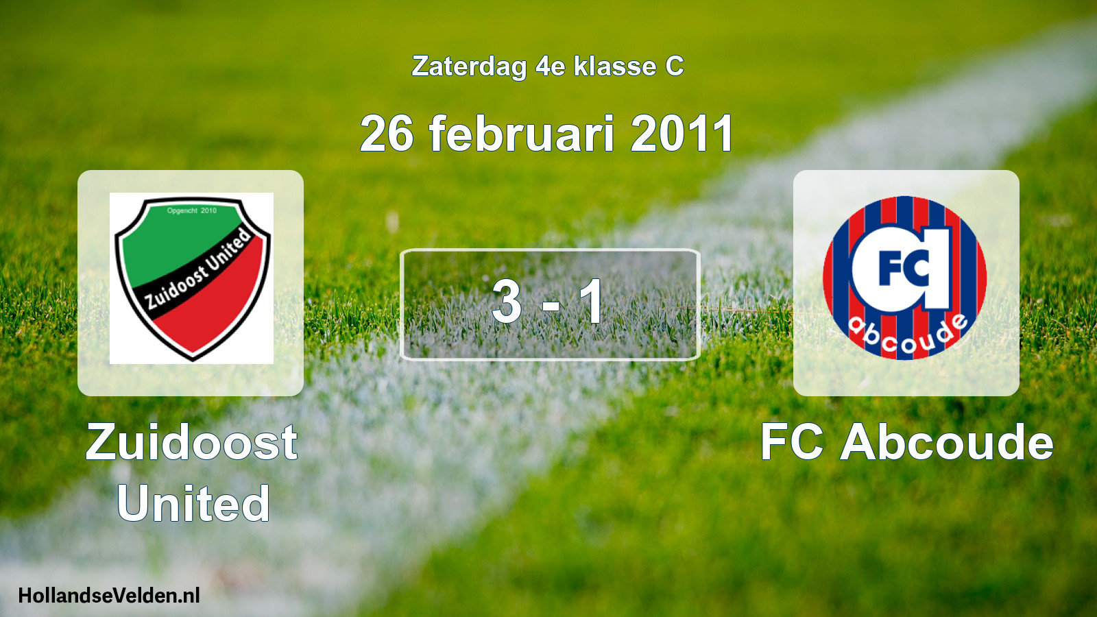 Total number of matches played: Zuidoost United - FC Abcoude 3 - 1 (26 February 2011)