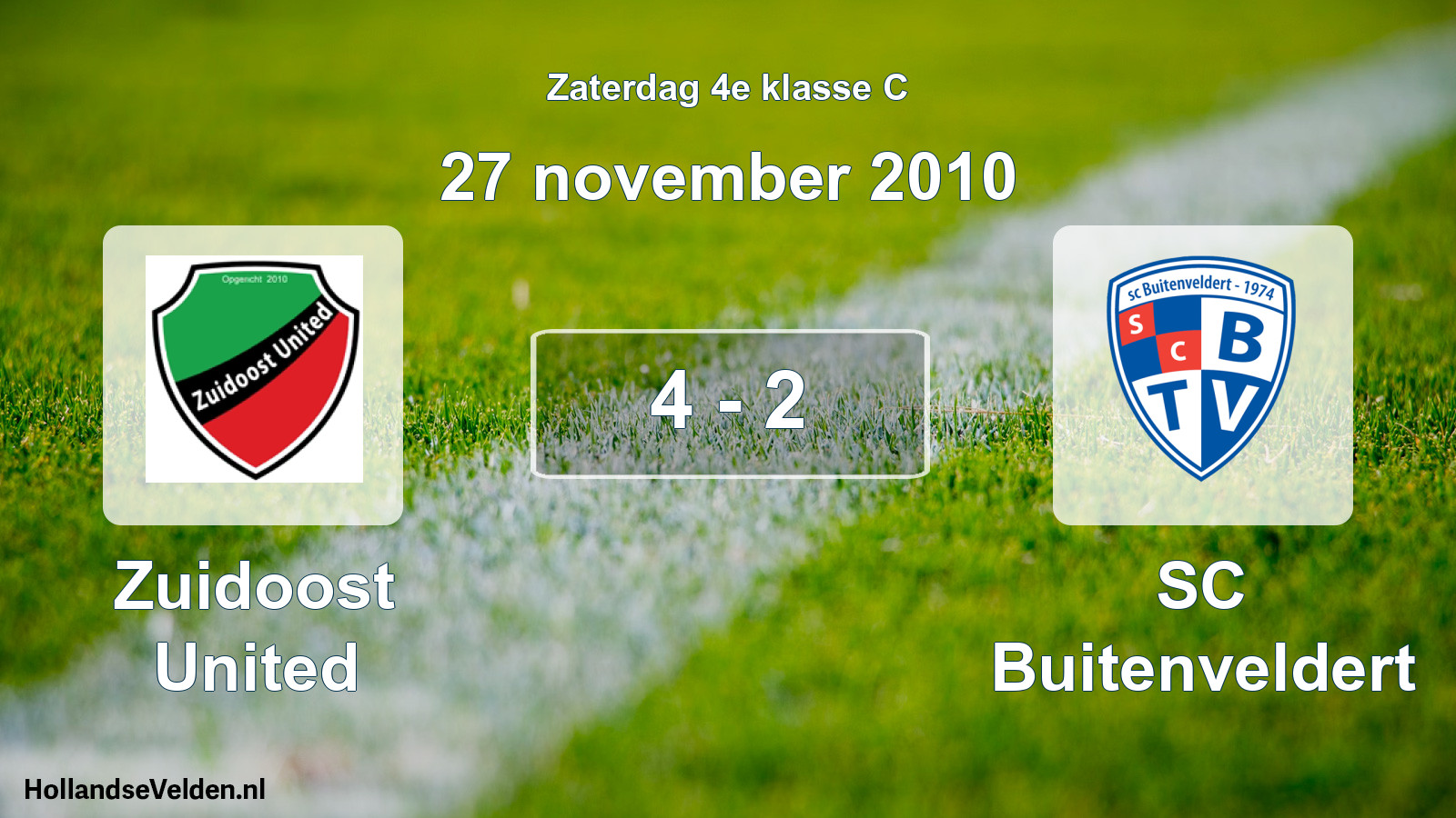 Total number of matches played: Zuidoost United - SC Buitenveldert 4 - 2 (27 November 2010)