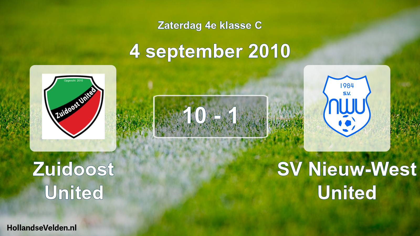 Total number of matches played: Zuidoost United - SV Nieuw-West United 10 - 1 (4 September 2010)