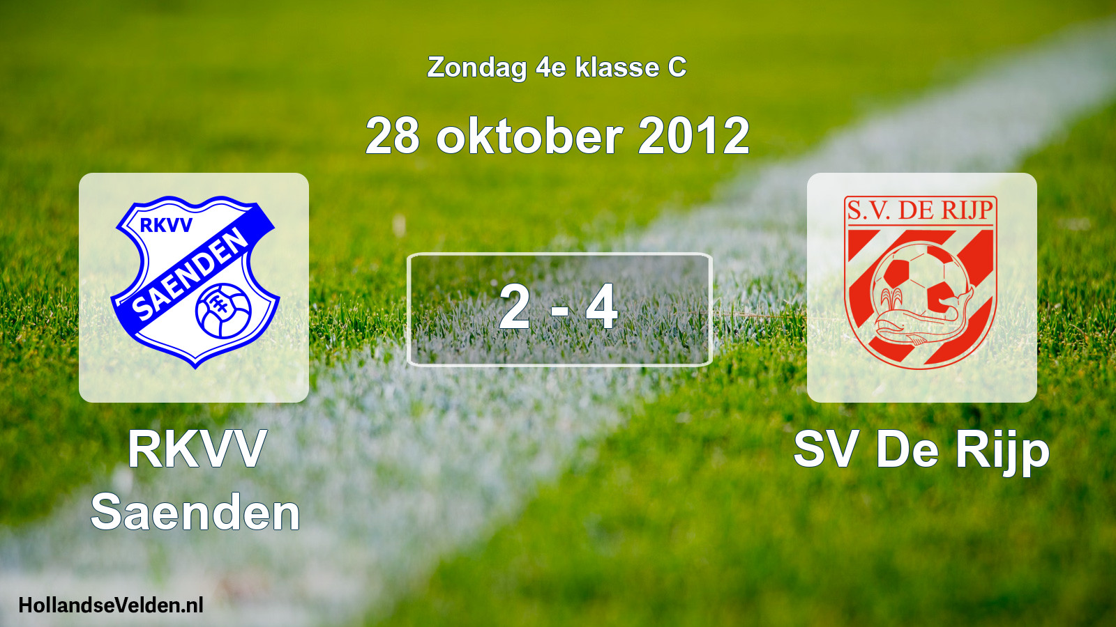 Total number of matches played: RKVV Saenden - SV De Rijp 2 - 4 (28 October 2012)