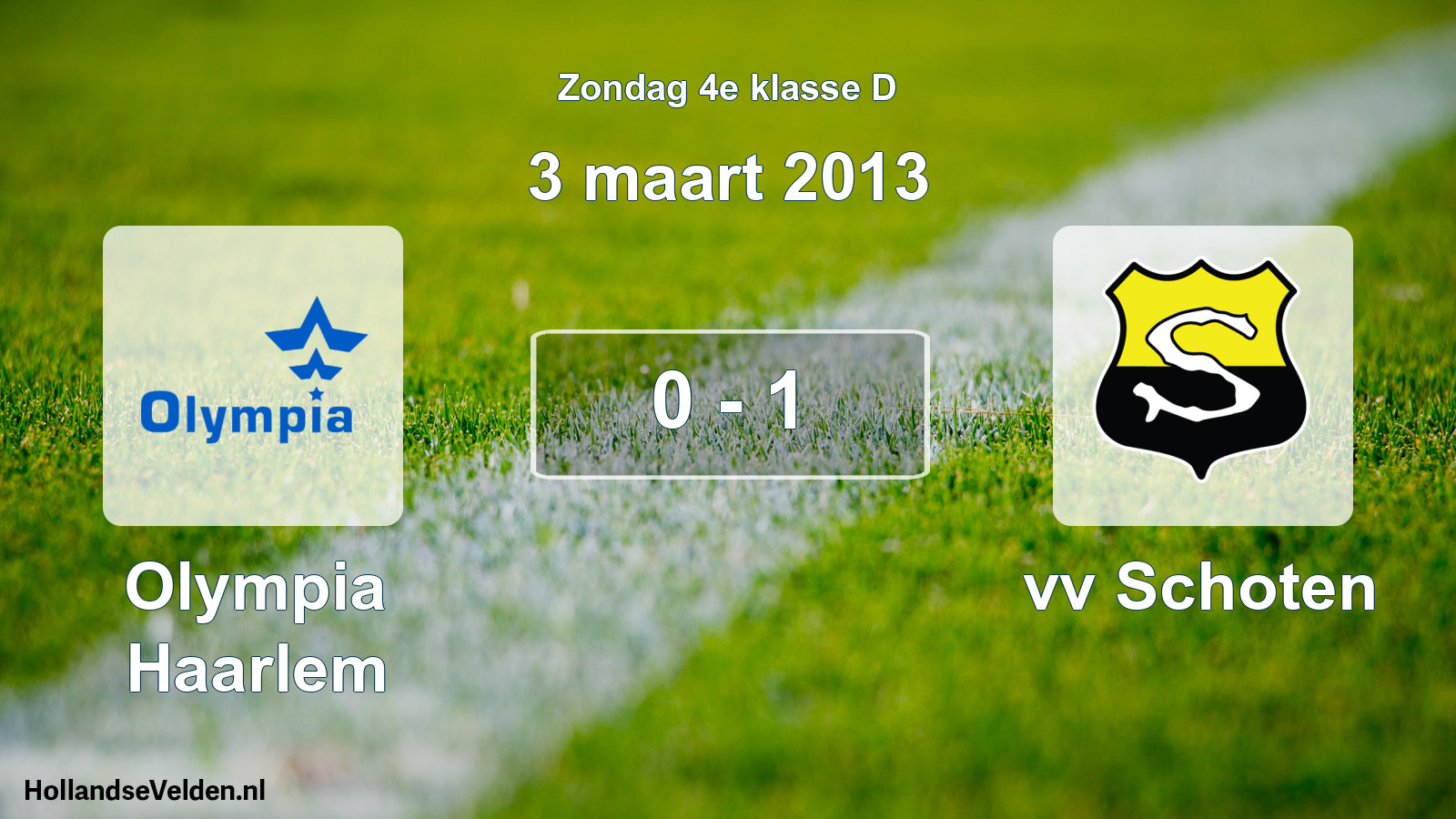 Total number of matches played: Olympia Haarlem - vv Schoten 0 - 1 (3 March 2013)