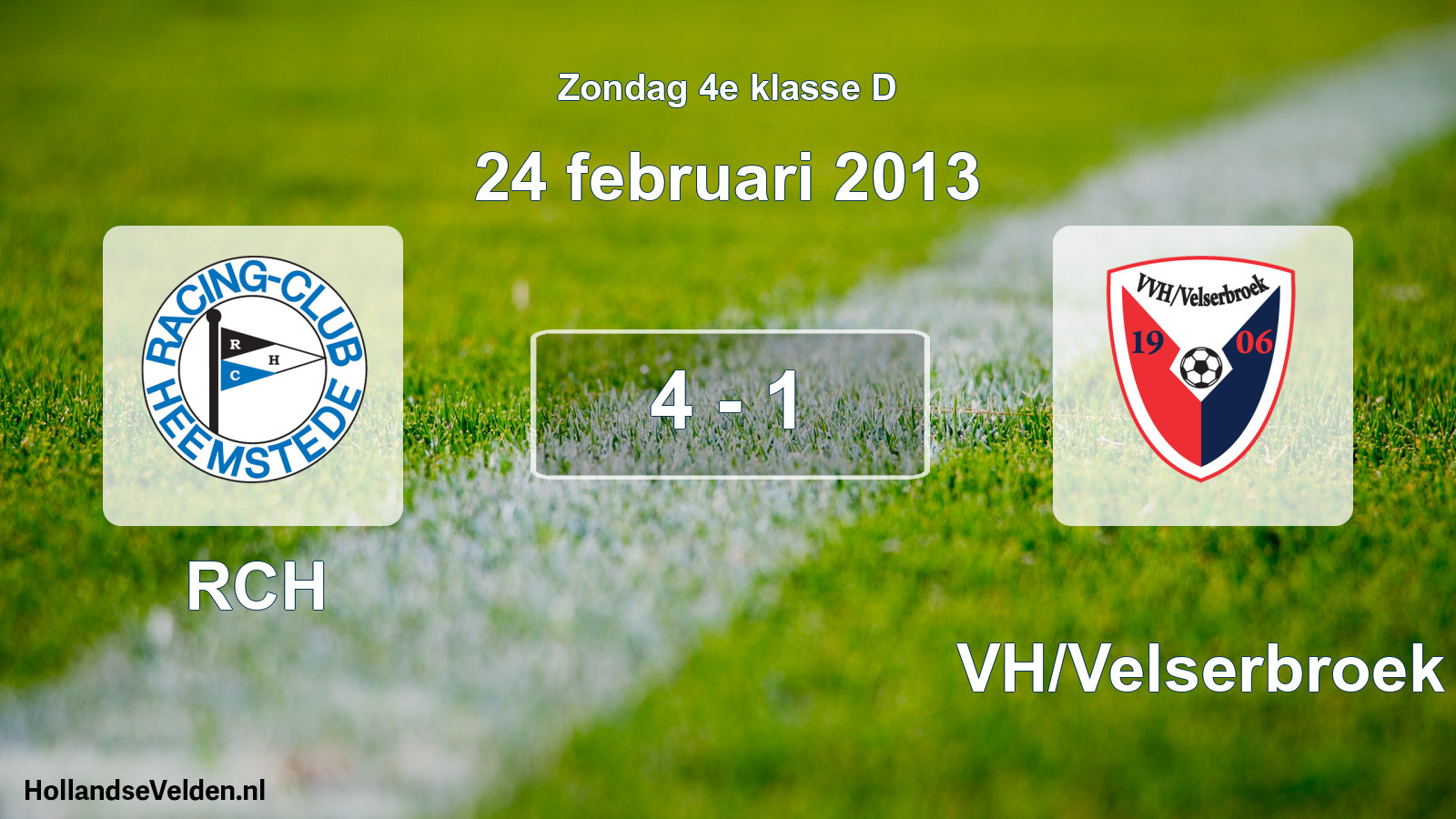 Total number of matches played: RCH - VVH/Velserbroek 4 - 1 (24 February 2013)