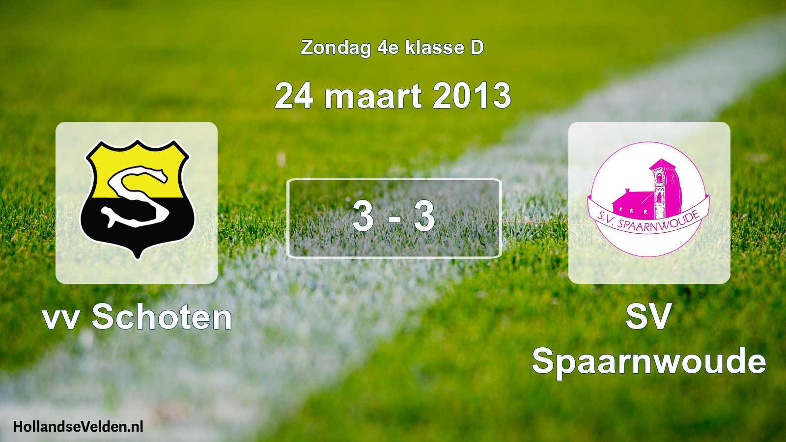 Total number of matches played: vv Schoten - SV Spaarnwoude 3 - 3 (24 March 2013)