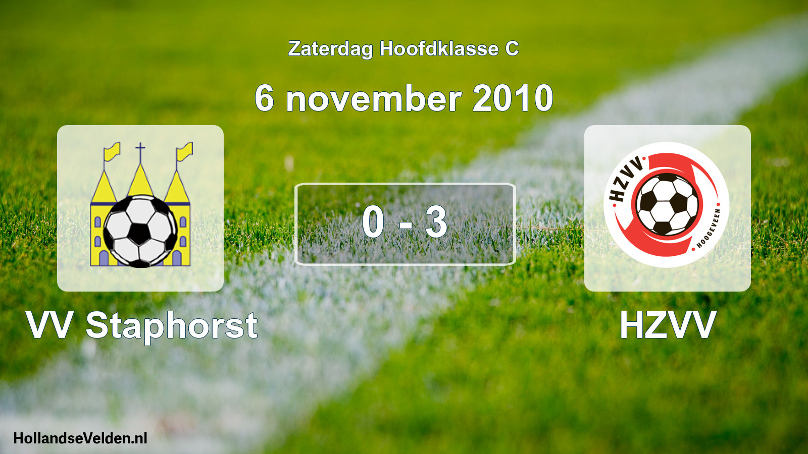 Total number of matches played: VV Staphorst - HZVV 0 - 3 (6 November 2010)