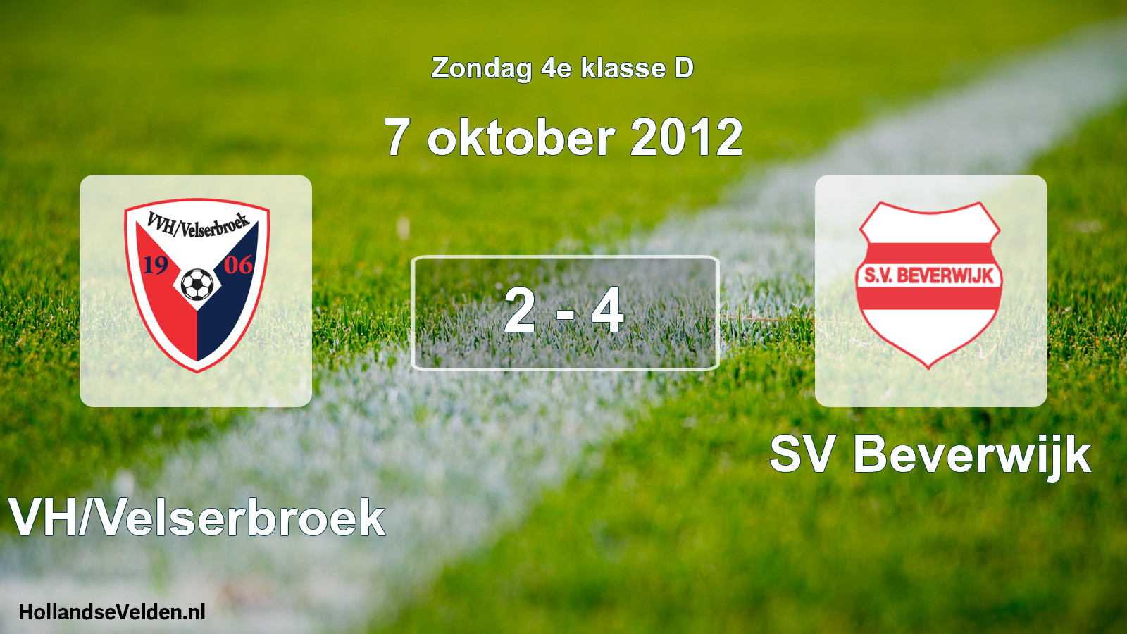 Total number of matches played: VVH/Velserbroek - SV Beverwijk 2 - 4 (7 October 2012)