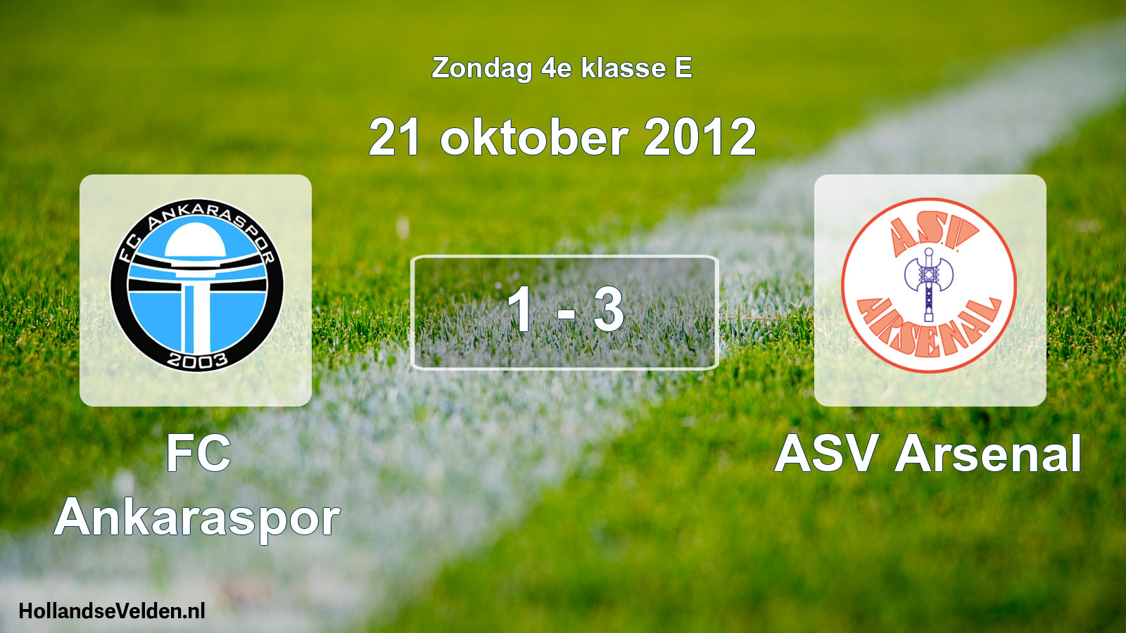 Total number of matches played: FC Ankaraspor - ASV Arsenal 1 - 3 (21 October 2012)