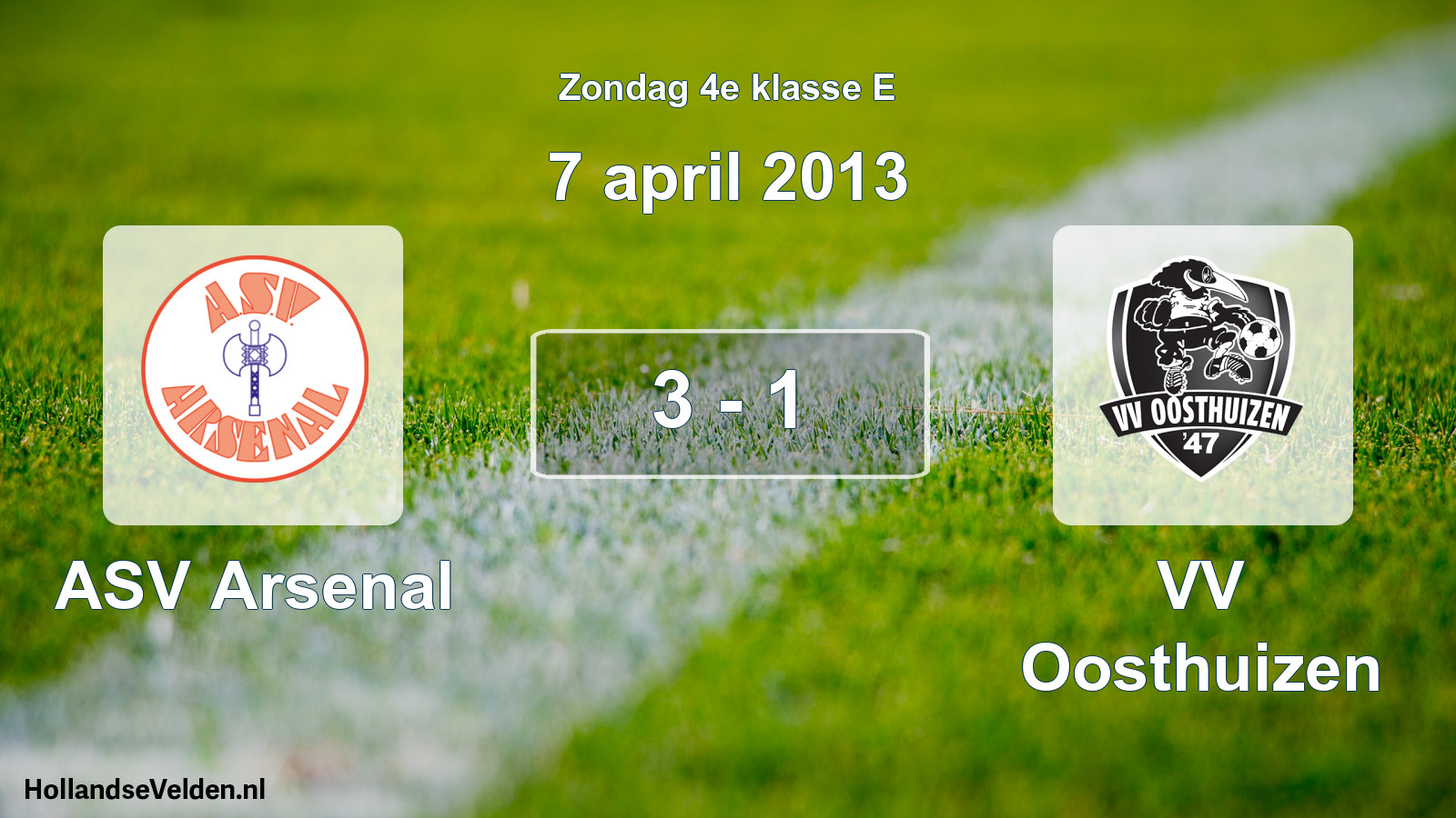 Total number of matches played: ASV Arsenal - VV Oosthuizen 3 - 1 (7 April 2013)