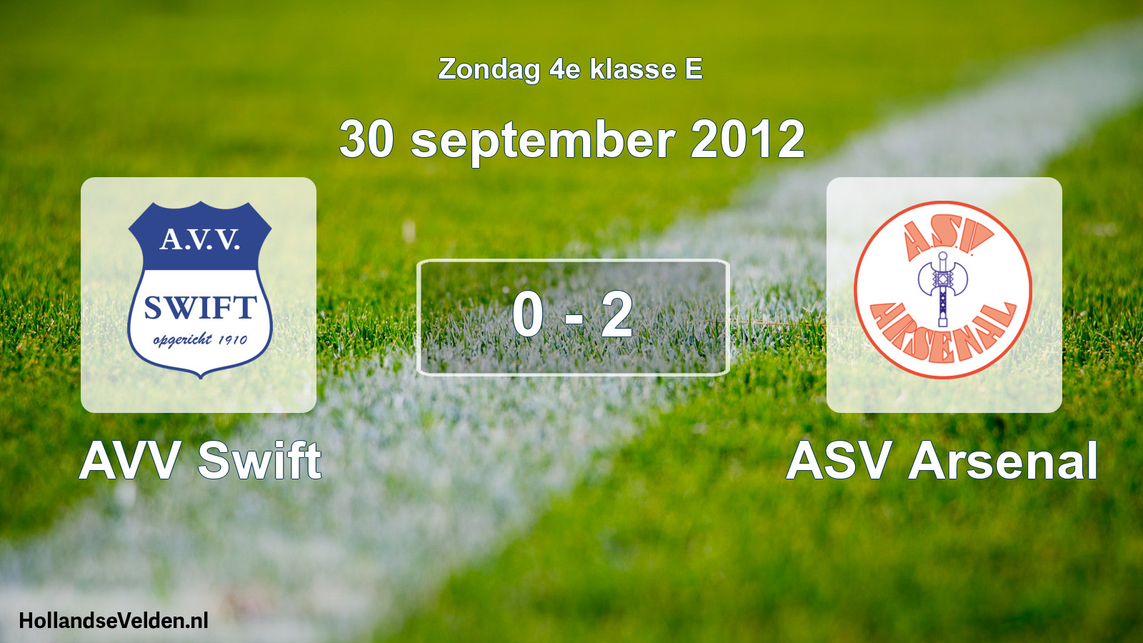 Total number of matches played: AVV Swift - ASV Arsenal 0 - 2 (30 September 2012)