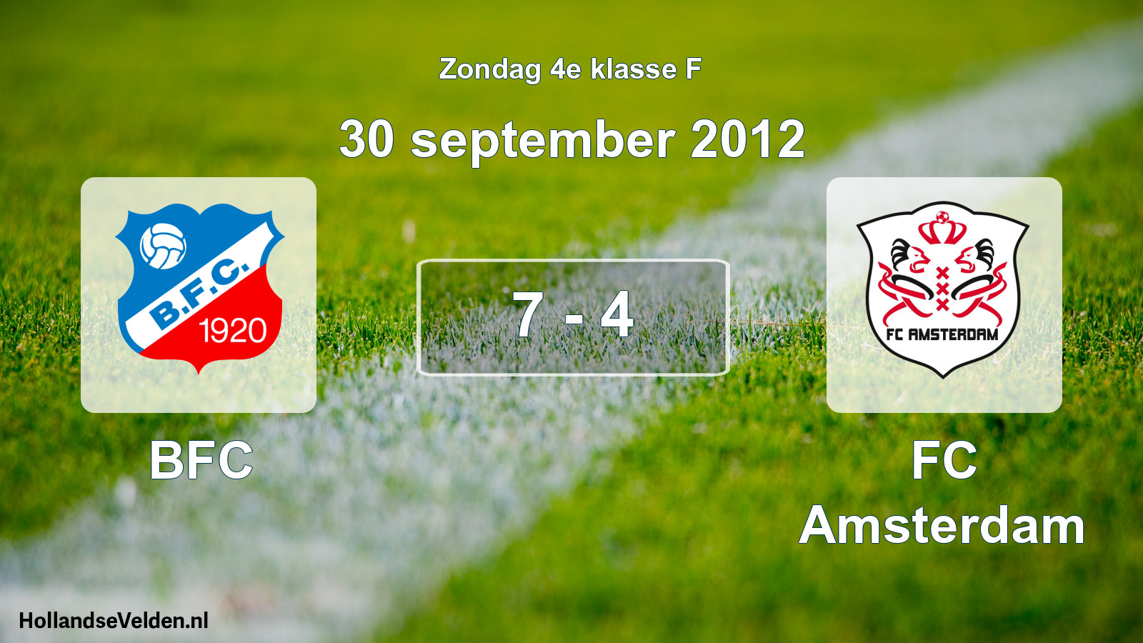 Total number of matches played: BFC - FC Amsterdam 7 - 4 (30 September 2012)