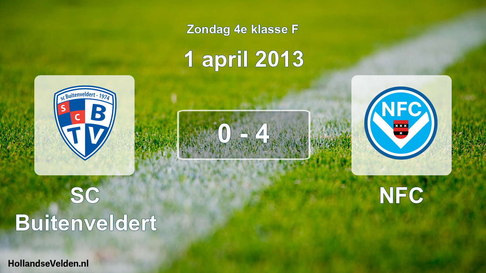 Total number of matches played: SC Buitenveldert - NFC 0 - 4 (1 April 2013)