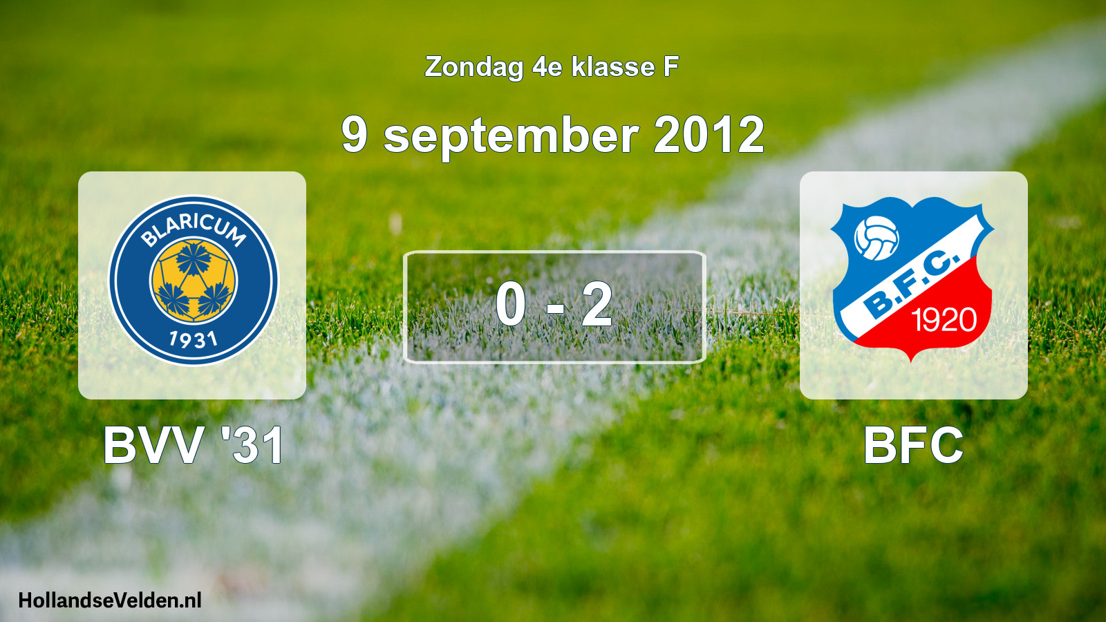 Total number of matches played: BVV '31 - BFC 0 - 2 (9 September 2012)