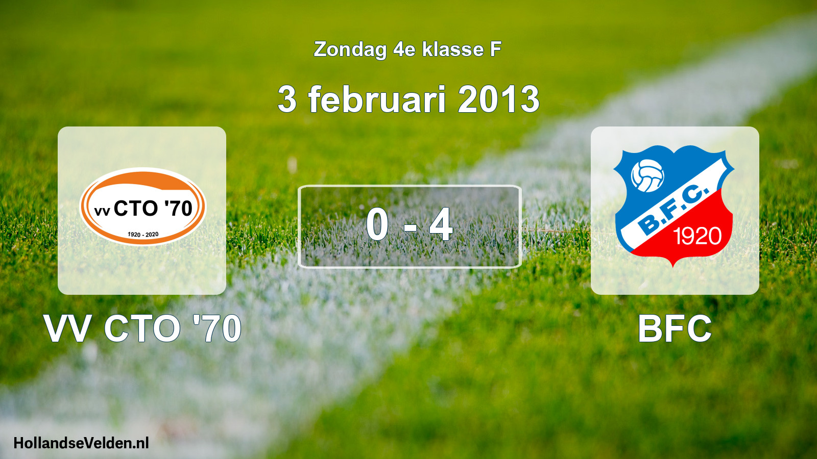 Total number of matches played: VV CTO '70 - BFC 0 - 4 (3 February 2013)