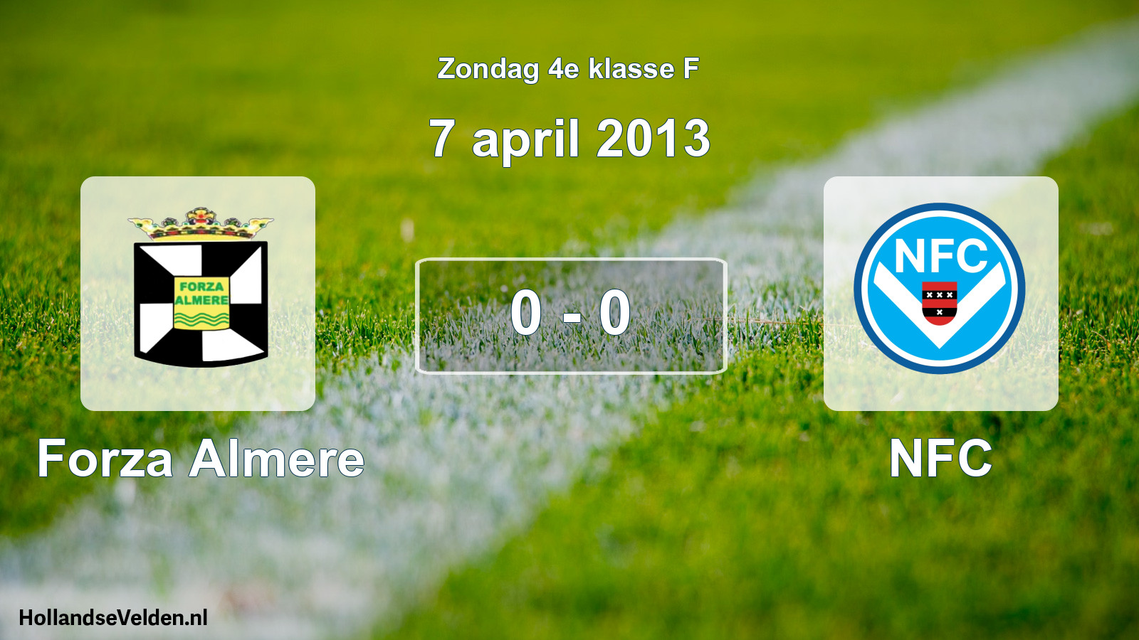 Total number of matches played: Forza Almere - NFC 0 - 0 (7 April 2013)