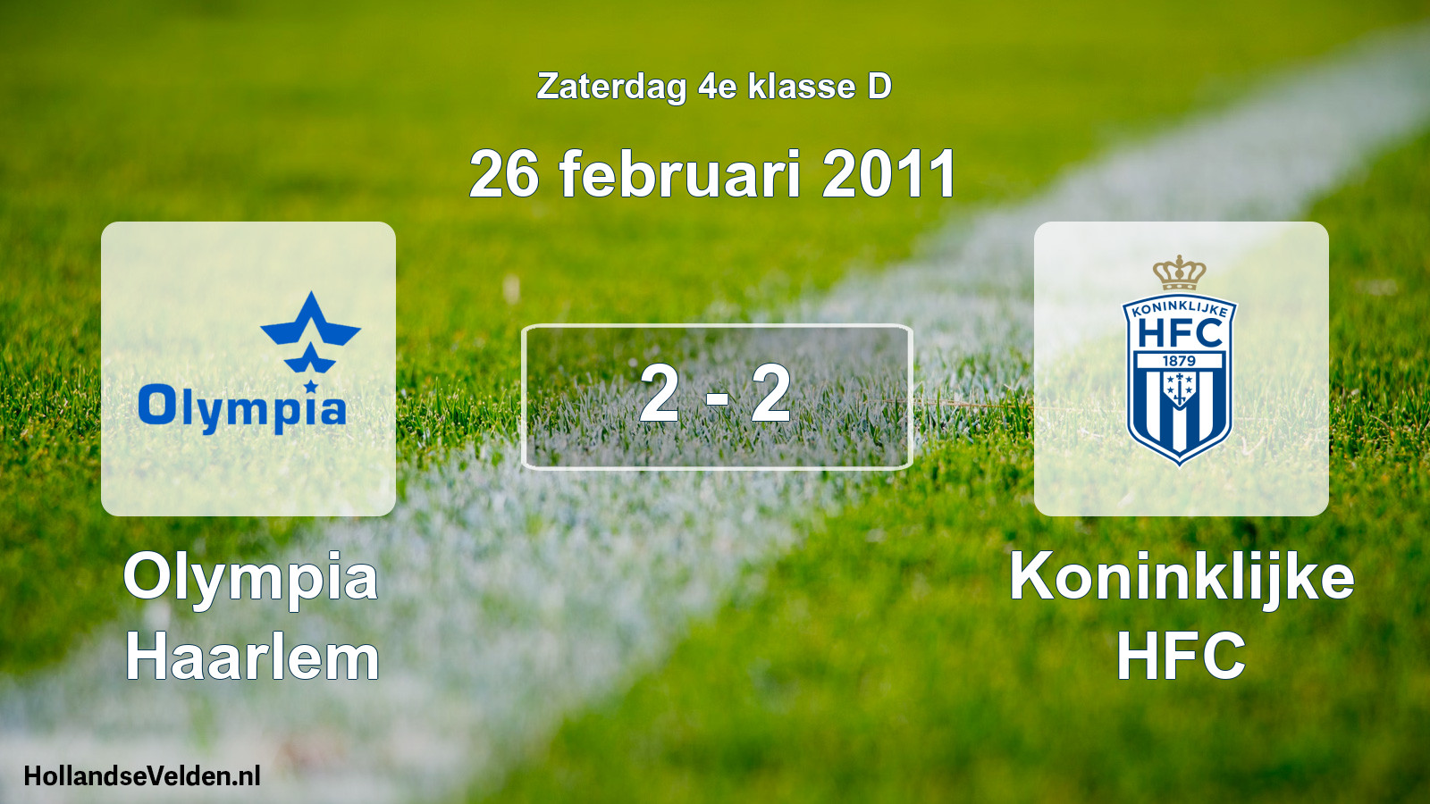 Total number of matches played: Olympia Haarlem - Koninklijke HFC 2 - 2 (26 February 2011)