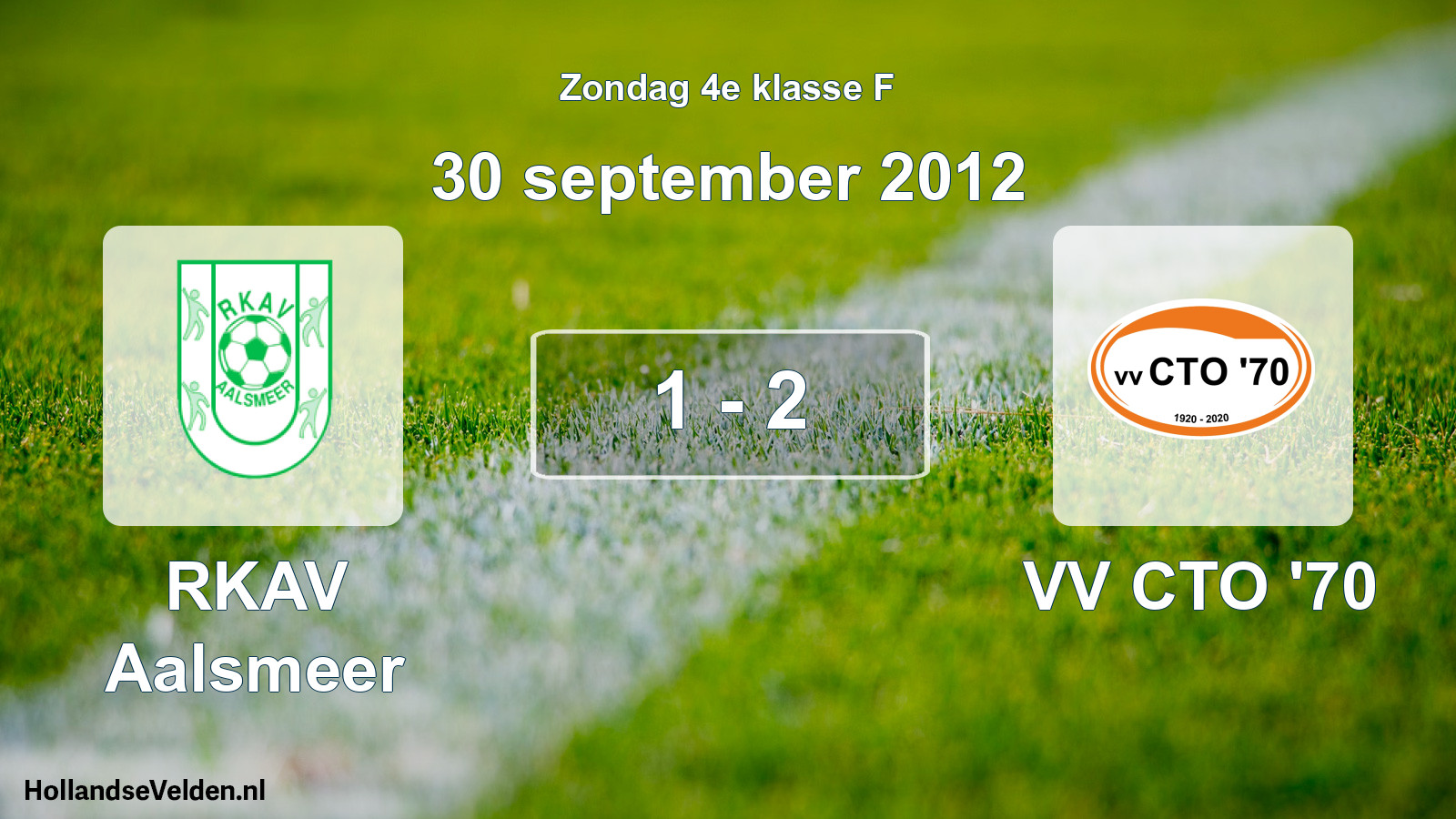 Total number of matches played: RKAV Aalsmeer - VV CTO '70 1 - 2 (30 September 2012)