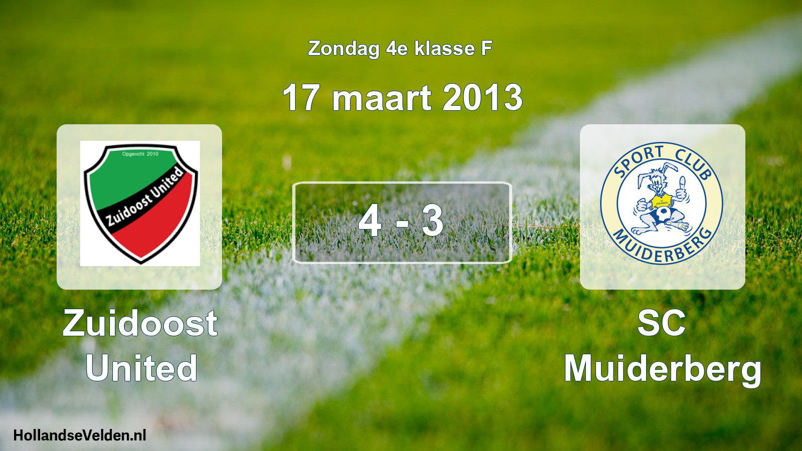 Total number of matches played: Zuidoost United - SC Muiderberg 4 - 3 (17 March 2013)