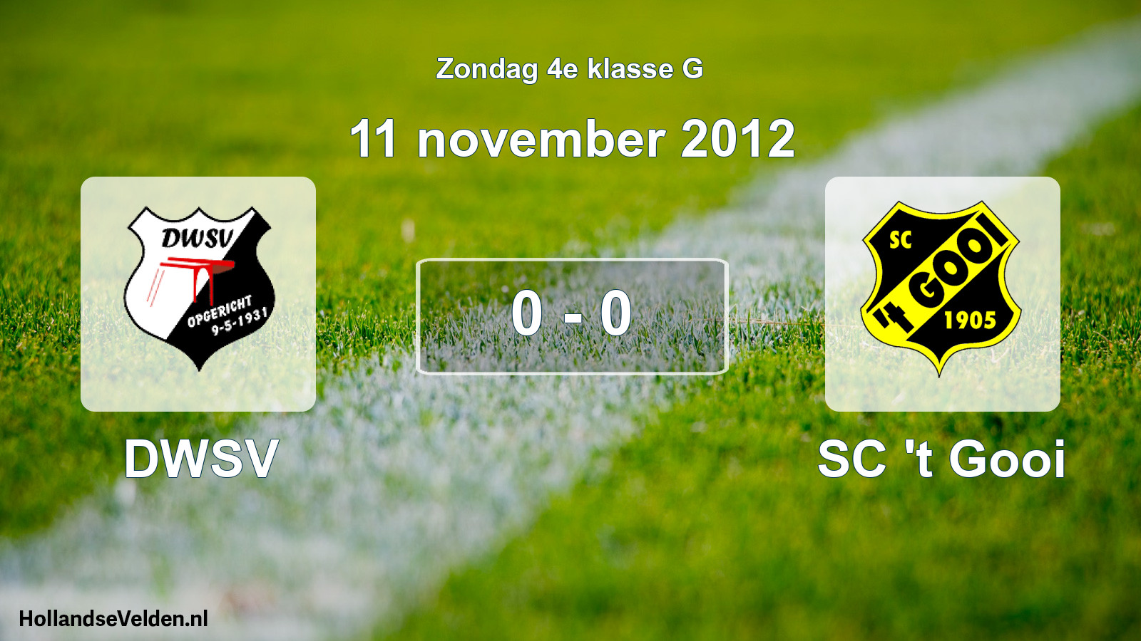 Total number of matches played: DWSV - SC 't Gooi 0 - 0 (11 November 2012)