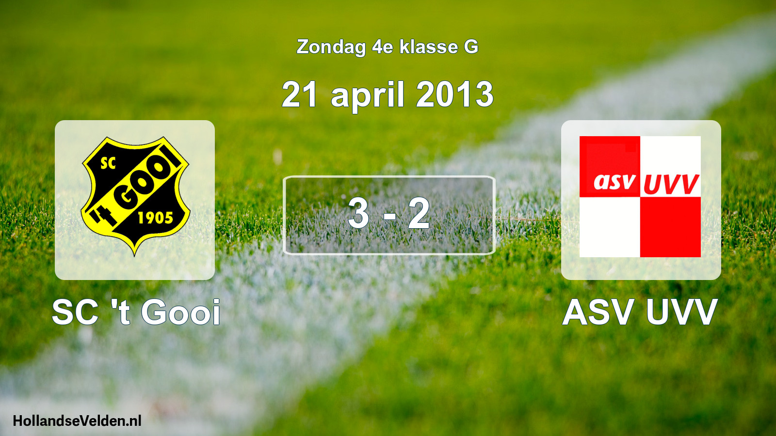 Total number of matches played: SC 't Gooi - ASV UVV 3 - 2 (21 April 2013)
