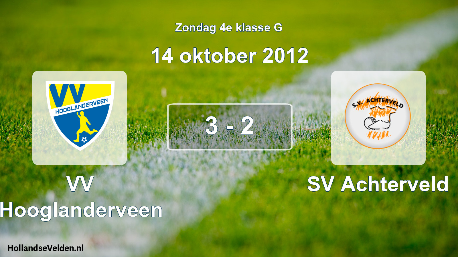 Total number of matches played: VV Hooglanderveen - SV Achterveld 3 - 2 (14 October 2012)