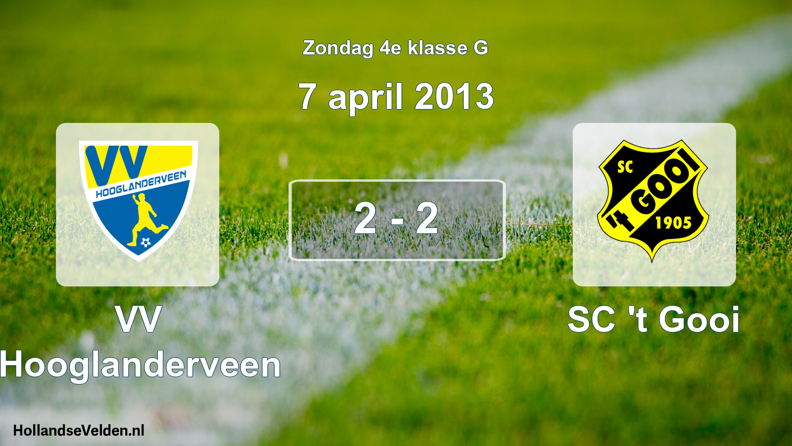 Total number of matches played: VV Hooglanderveen - SC 't Gooi 2 - 2 (7 April 2013)