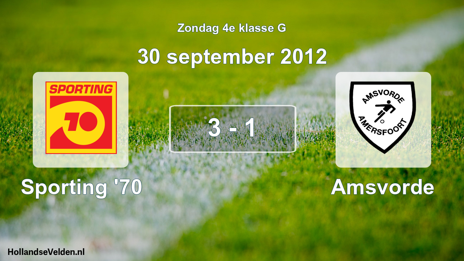 Total number of matches played: Sporting '70 - Amsvorde 3 - 1 (30 September 2012)