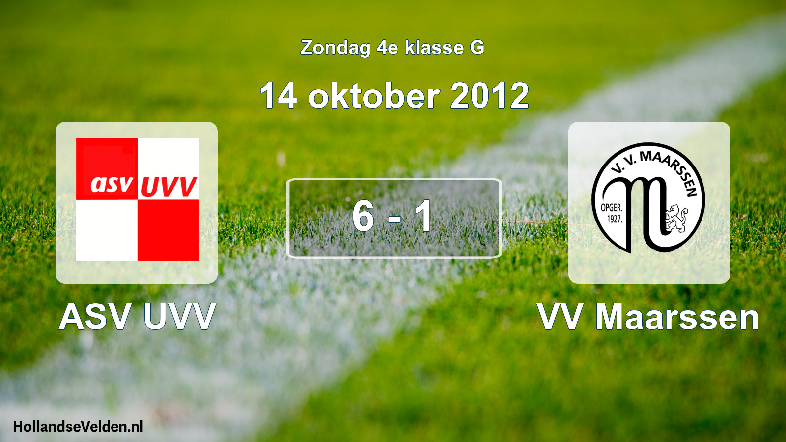 Total number of matches played: ASV UVV - VV Maarssen 6 - 1 (14 October 2012)