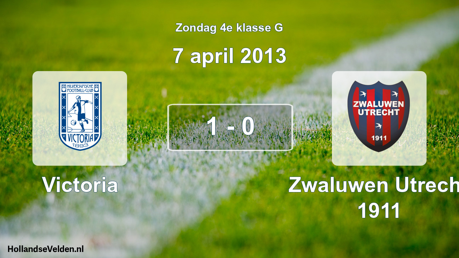 Total number of matches played: Victoria - Zwaluwen Utrecht 1911 1 - 0 (7 April 2013)