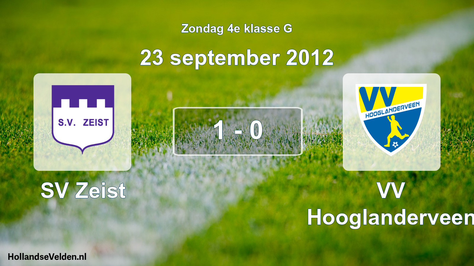 Total number of matches played: SV Zeist - VV Hooglanderveen 1 - 0 (23 September 2012)
