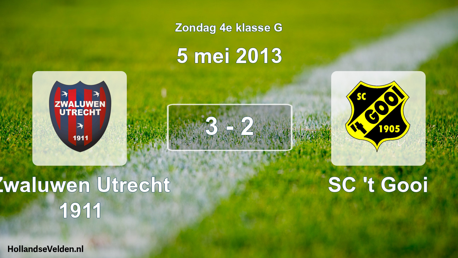 Total number of matches played: Zwaluwen Utrecht 1911 - SC 't Gooi 3 - 2 (5 May 2013)