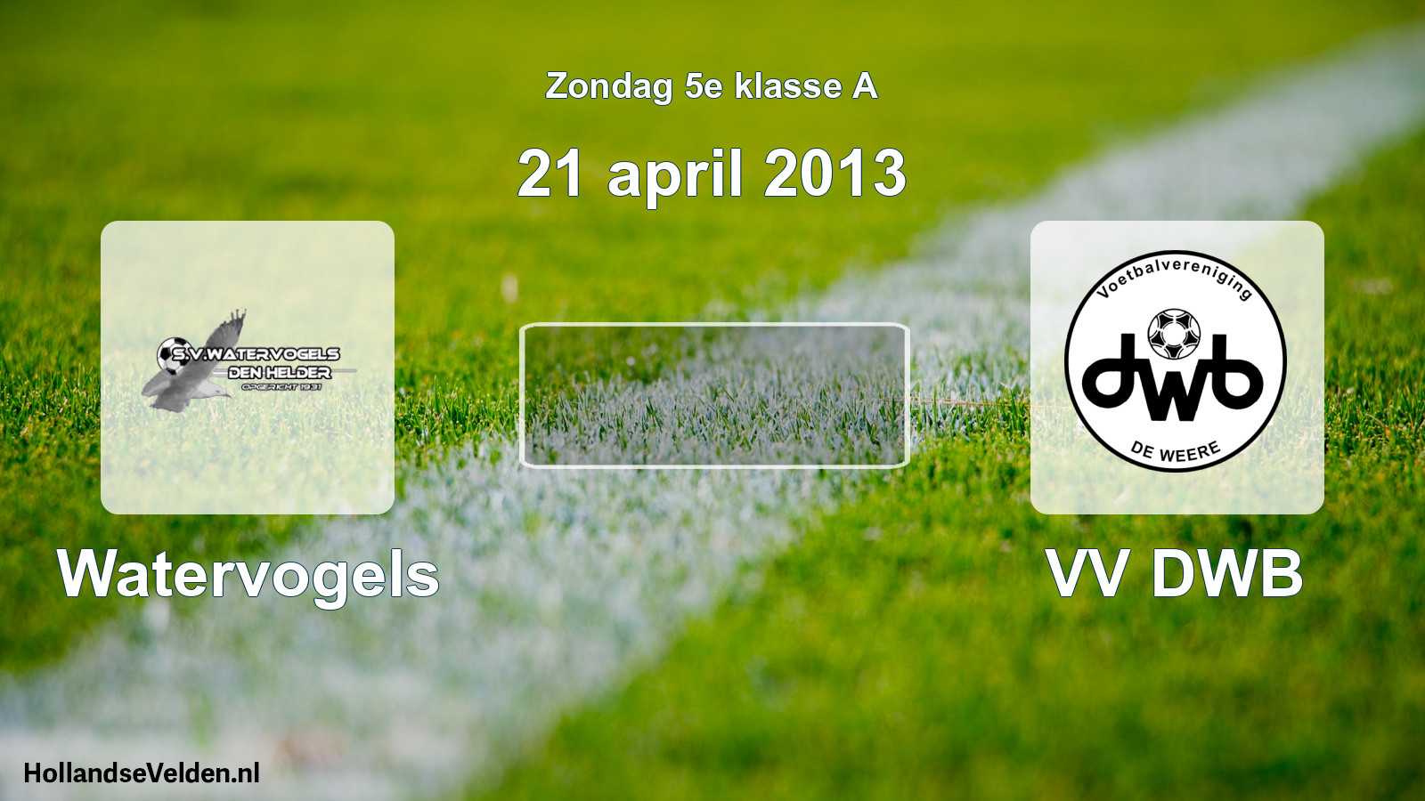 Scheduled Match: Watervogels - VV DWB (21 April 2013)
