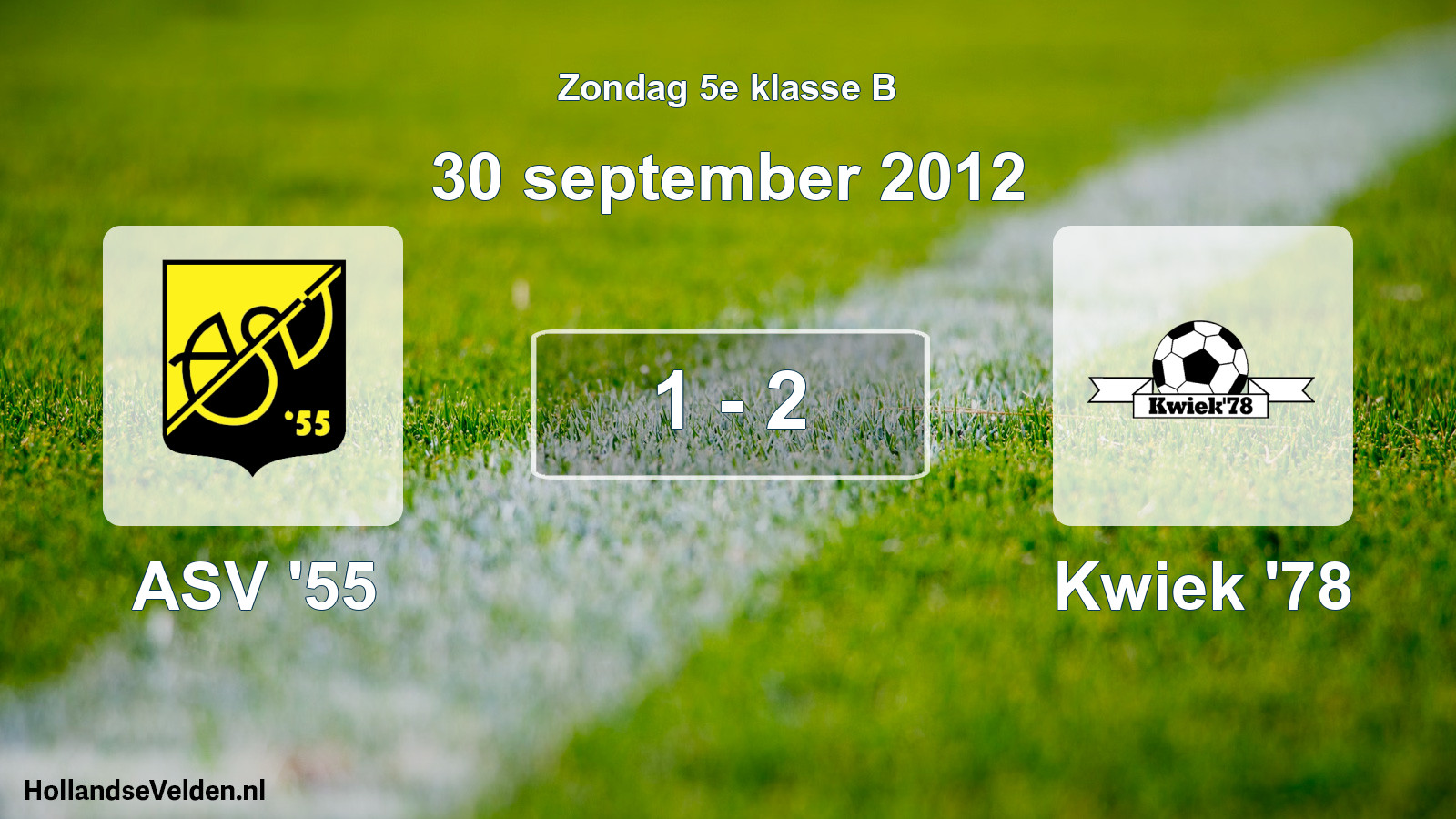 Total number of matches played: ASV '55 - Kwiek '78 1 - 2 (30 September 2012)
