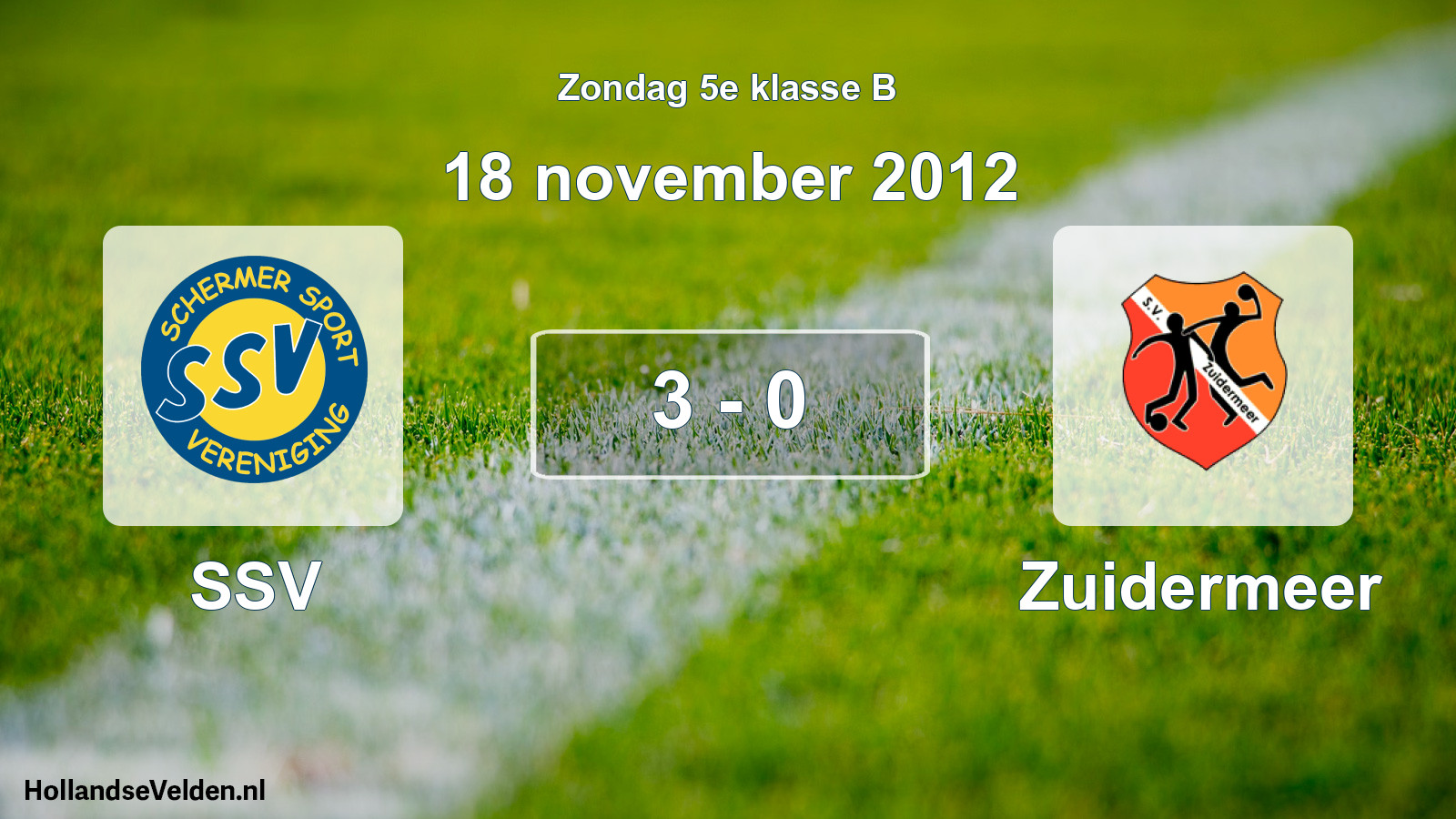 Total number of matches played: SSV - Zuidermeer 3 - 0 (18 November 2012)
